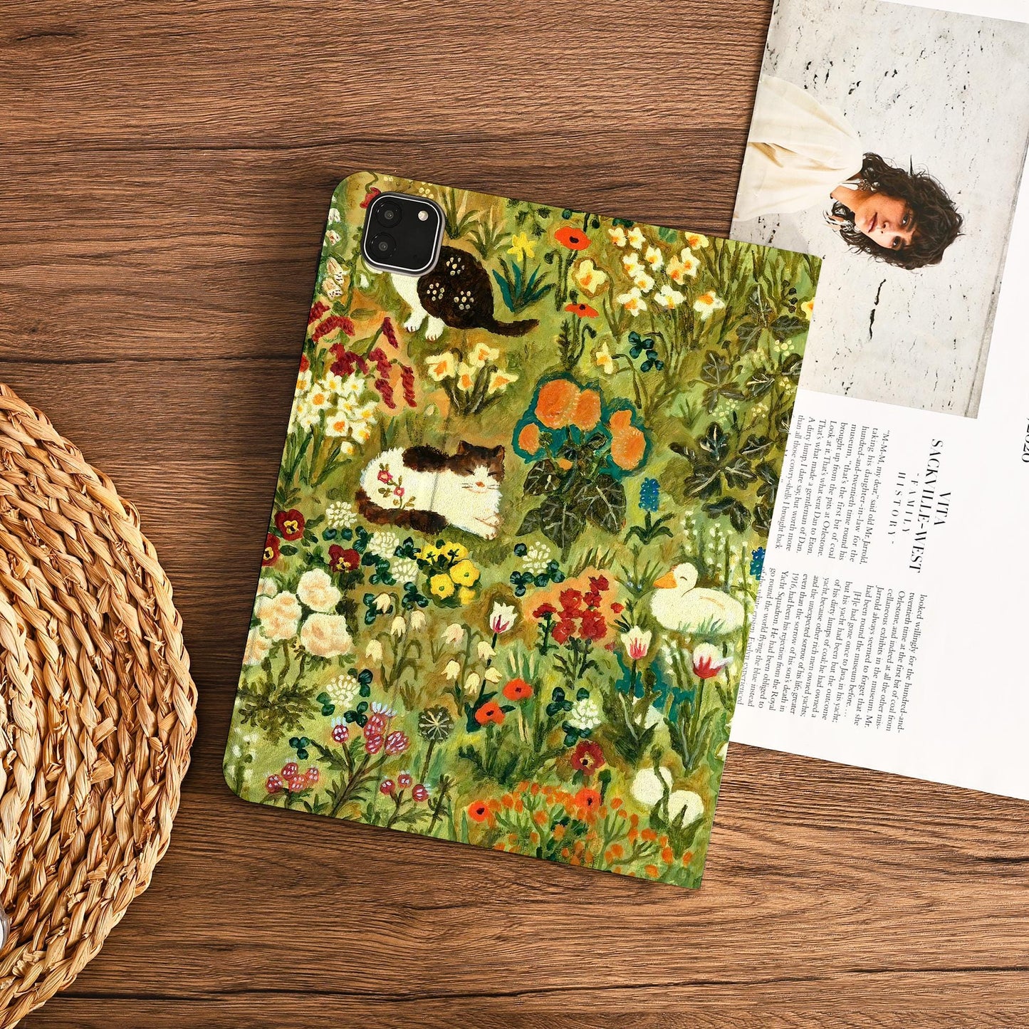 Cat Pastoral Oil Painting Ipad Case With Apple Pencil Holder Cover For Ipad 11/10/9 A16 2025 M3 Air 7/6/5th 11" 10.9" 13" 2024 Pro 12.9" M4