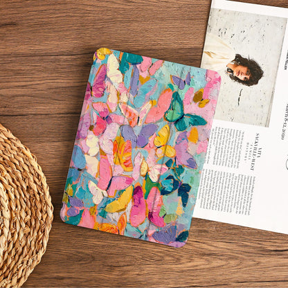 Colorful Butterfly Oil Painting Ipad Case With Pencil Holder Cover For Ipad 11/10/9 A16 2025 M3 Air 7/6/5th 11" 10.9" 13" 2024 Pro 12.9" M4