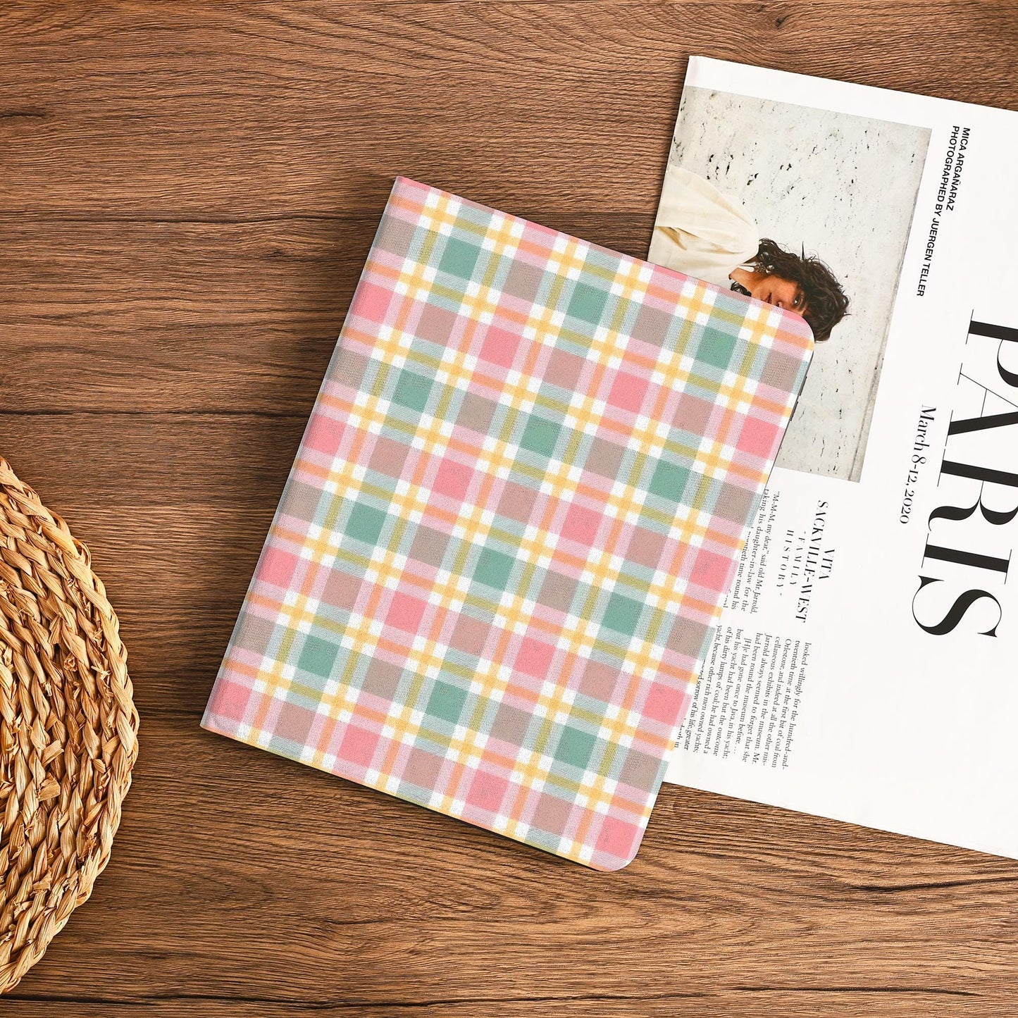 Macaron-colored Plaid Ipad Case With Pencil Holder Cover For Ipad 11 A16 2025 M3 Air 7/6th 11" 10.9" 13" 2024 Pro 12.9" M4 M2 Ipad Air 4/5