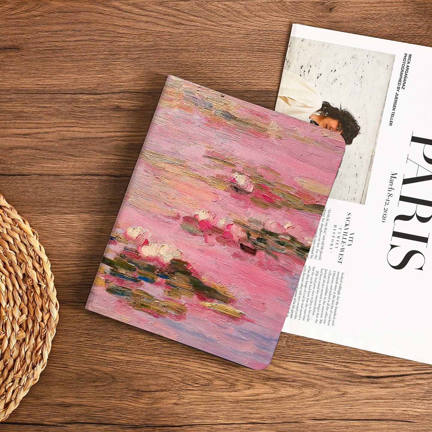 Pink Monet-style Water Lilies Oil Painting Ipad Case With Pencil Holder Cover For Ipad 11 A16 2025 M3 Air 7/6th 11" 10.9" 13" 2024 Pro M4