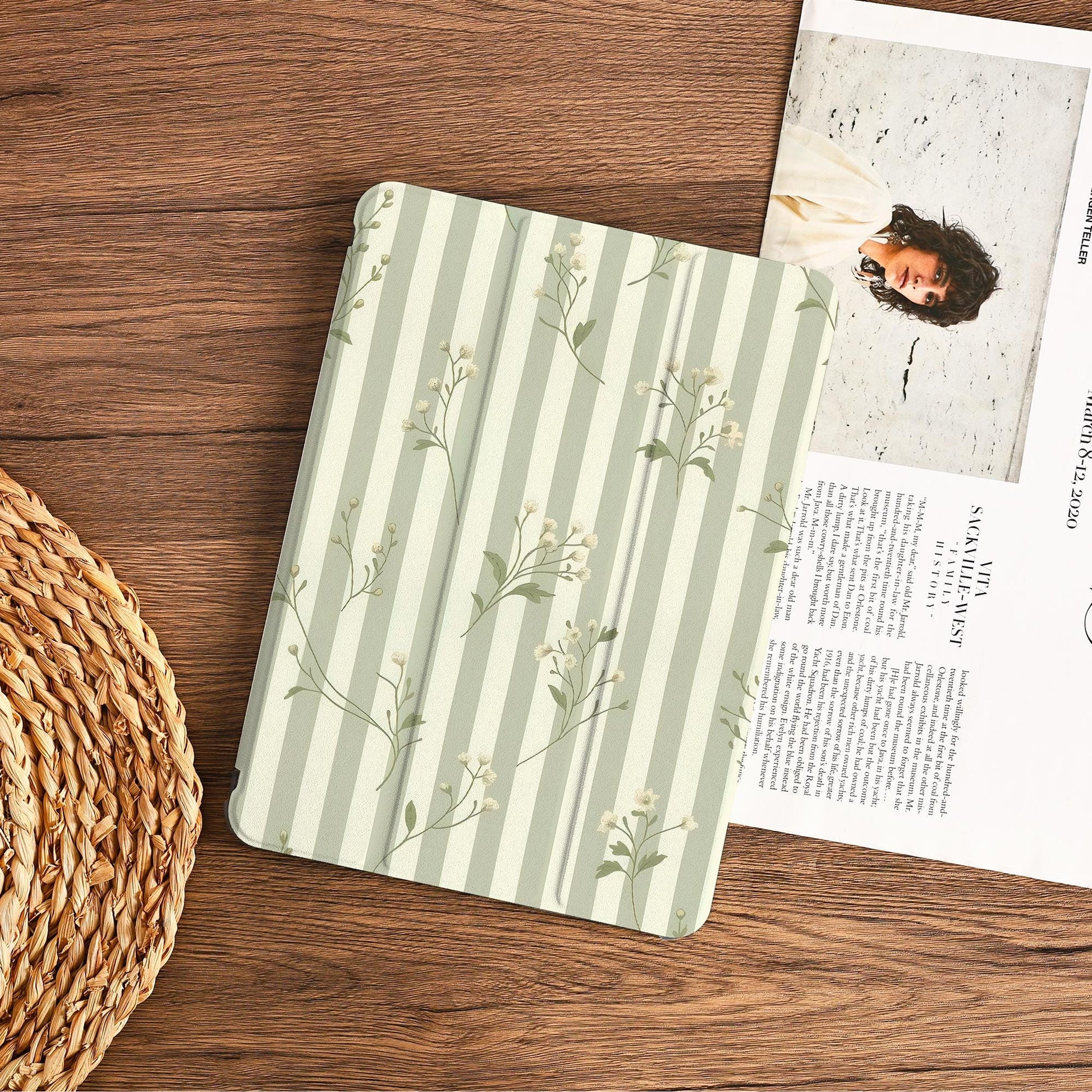 Fresh White Blossoms Ipad Case With Pencil Holder Cover For Ipad 11 A16 2025 M3 Air 7/6th 11" 10.9" 13" 2024 Pro 12.9" M4 M2 Air 4/5 11"