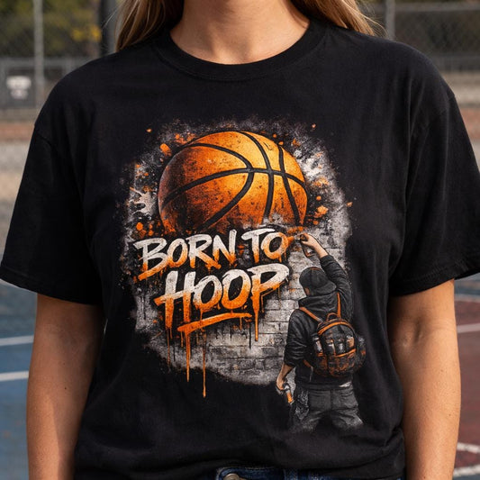 Born to Hoop Basketball T-Shirt, Graffiti Streetwear Graphic Tee, Urban Hoops Shirt, Basketball Lover Gift, Unisex Sports Street Style Tee